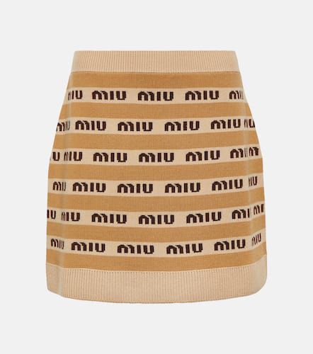 Minifalda de lana virgen con logo - Miu Miu - Modalova