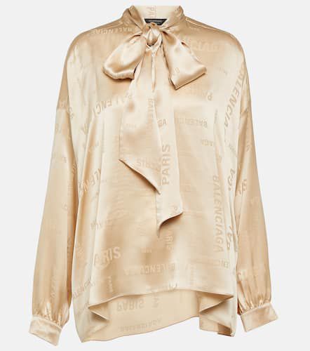 Blusa de seda en jacquard con logo - Balenciaga - Modalova