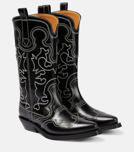 Ganni Leather cowboy boots - Ganni - Modalova