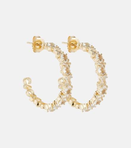 Kt gold hoop earring with diamonds and topaz - Suzanne Kalan - Modalova