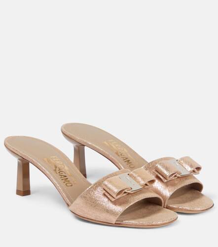 FERRAGAMO Altaire leather and satin slingback sandals