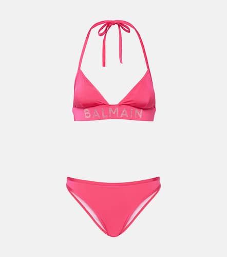 Balmain Bikini con cristales y logo - Balmain - Modalova