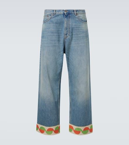 Jacquard-trimmed wide-leg jeans - Valentino - Modalova