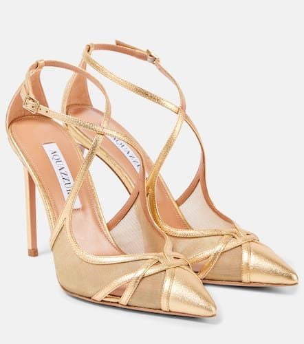 Pumps Shear 105 aus Metallic-Leder und Mesh - Aquazzura - Modalova