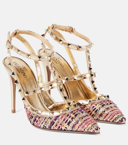 Pumps Rockstud 105 aus Tweed und Metallic-Leder - Valentino Garavani - Modalova