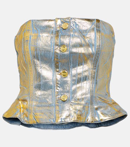 Ganni Gold-foiled denim tube top - Ganni - Modalova