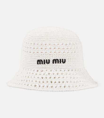 Sombrero de pescador de croché logo - Miu Miu - Modalova