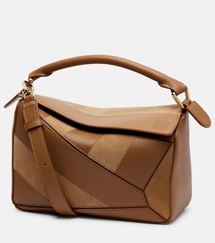 Puzzle Small leather and suede top-handle bag - Loewe - Modalova