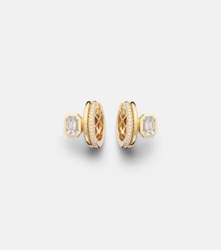 Floating Bezel 18kt hoop earrings with diamonds - Shay Jewelry - Modalova