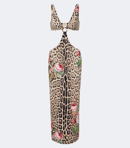 Vestido midi con estampado de leopardo - Roberto Cavalli - Modalova