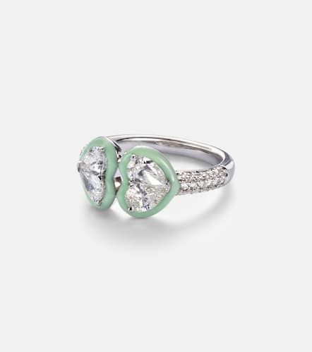 Kt white gold and enamel ring with diamonds - Kamyen - Modalova