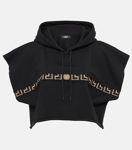 Cropped-Hoodie Greca Border aus Baumwoll-Jersey - Versace - Modalova