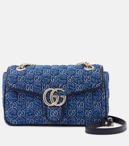 Borsa a spalla GG Marmont in denim - Gucci - Modalova