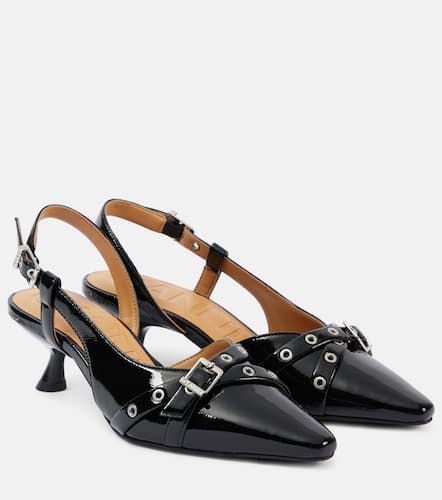 Eyelets faux leather slingback pumps - Ganni - Modalova