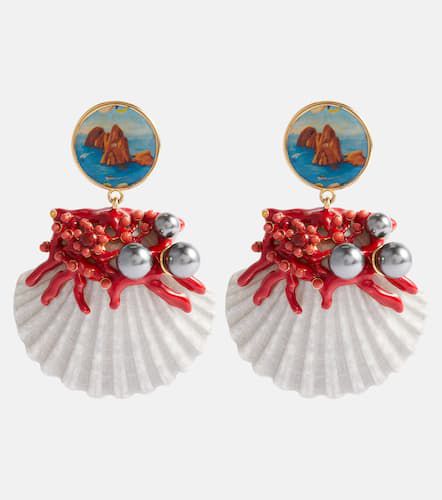 Pendientes de clip Capri Shell adornados - Dolce&Gabbana - Modalova