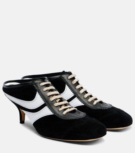 Leather-trimmed suede mules - Dries Van Noten - Modalova