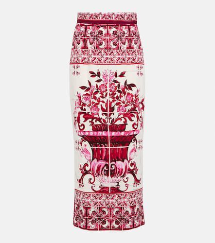 Majolica silk-blend midi skirt - Dolce&Gabbana - Modalova
