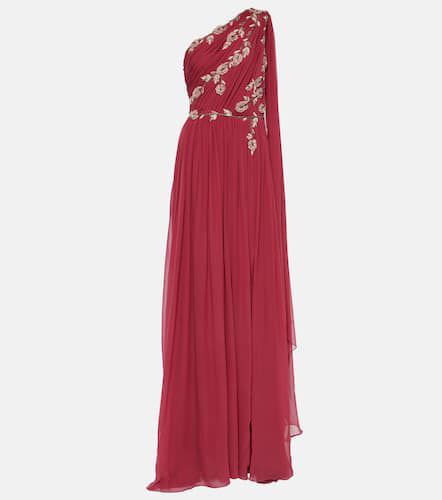 One-shoulder embroidered silk gown - Costarellos - Modalova
