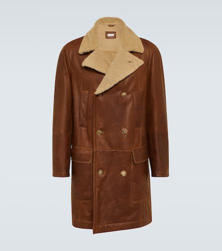 Shearling-lined leather coat - Brunello Cucinelli - Modalova