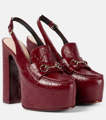 Horsebit GG debossed leather loafer pumps - Gucci - Modalova