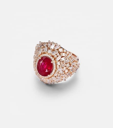 Anillo Dome de oro rosa de 18 ct con rubí y diamantes - Suzanne Kalan - Modalova