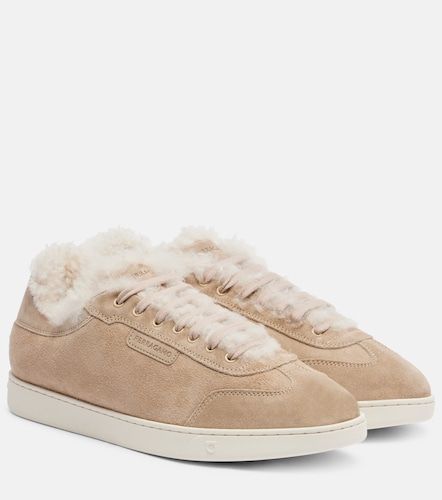 Shearling-lined suede sneakers - Ferragamo - Modalova
