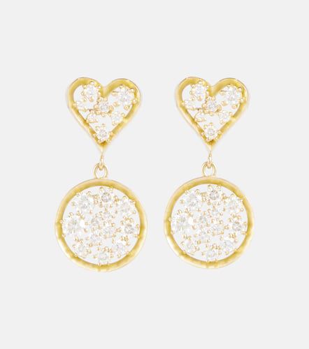 Ohrringe Margot Heart aus 18kt Gelbgold mit Diamanten - Jade Trau - Modalova