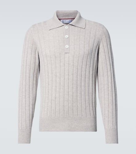 Ribbed-knit cashmere polo sweater - Brunello Cucinelli - Modalova