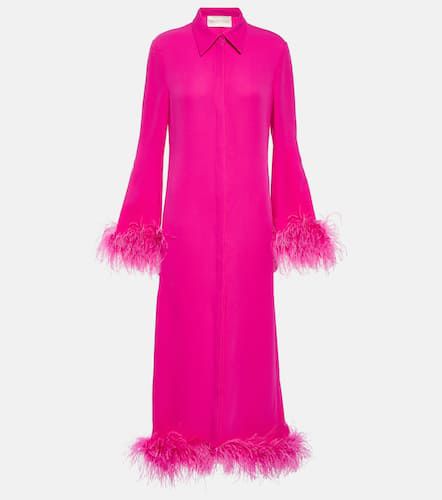 Feather-trimmed silk cady shirt dress - Valentino - Modalova