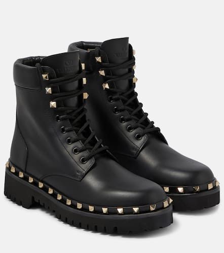 Rockstud leather combat boots - Valentino Garavani - Modalova