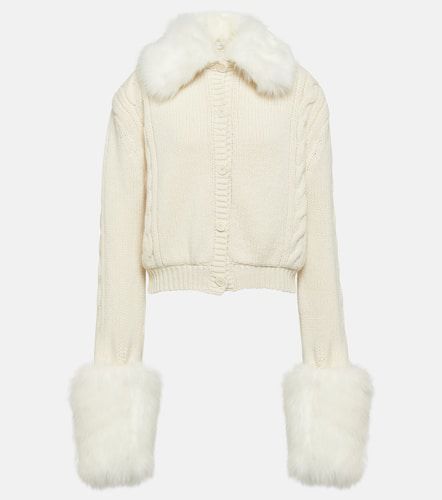 Cropped faux fur-trimmed cardigan - Magda Butrym - Modalova