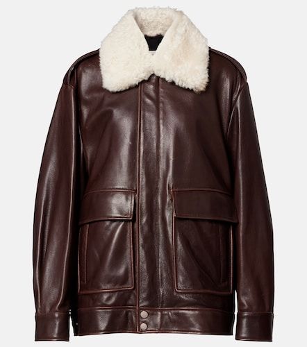 Drey shearling-trimmed leather jacket - Nour Hammour - Modalova