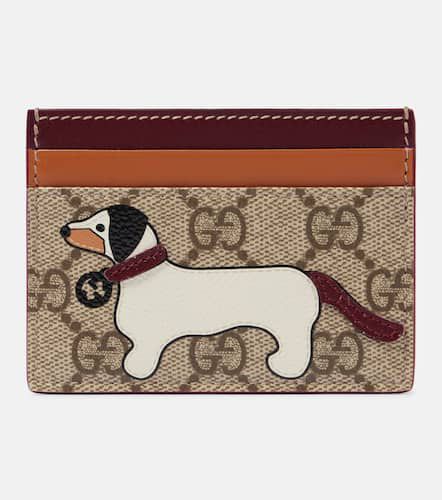 GG printed leather-trimmed card holder - Gucci - Modalova