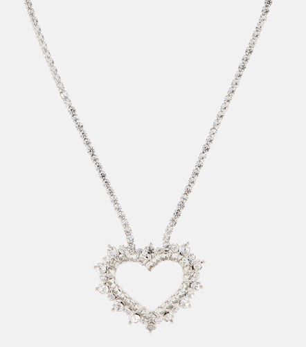 Crystal Heart embellished pendant necklace - Alessandra Rich - Modalova