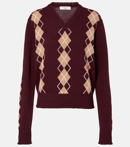Argyle wool and cashmere sweater - Chloe - Modalova