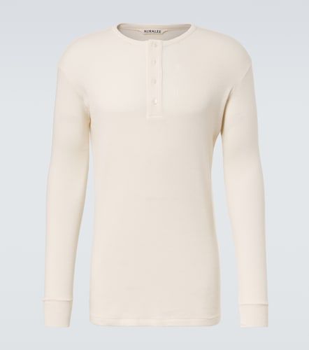 Camiseta acanalada Henley de algodón - Auralee - Modalova