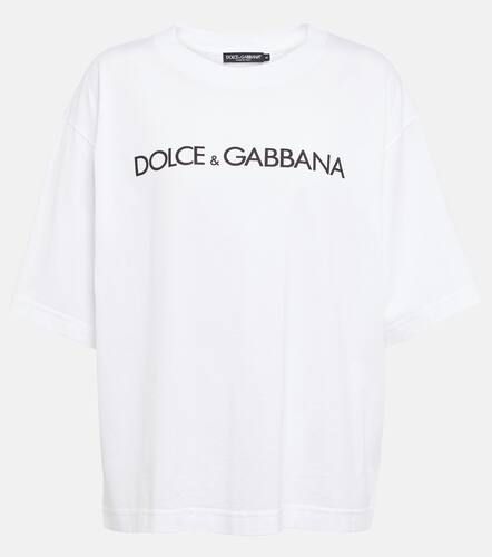 T-shirt in jersey di cotone con logo - Dolce&Gabbana - Modalova