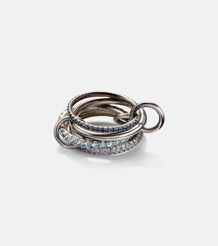 Iris sterling linked ring with sapphires, aquamarine and tanzanite - Spinelli Kilcollin - Modalova