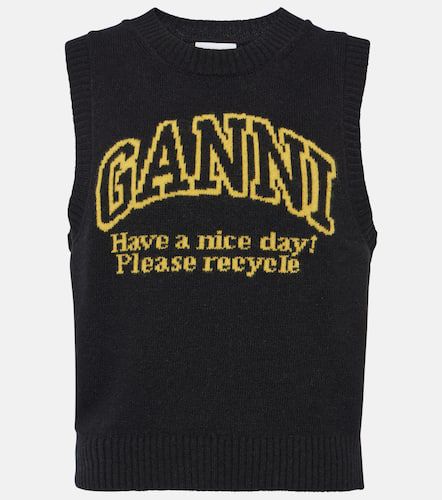 Ganni Logo wool-blend sweater vest - Ganni - Modalova