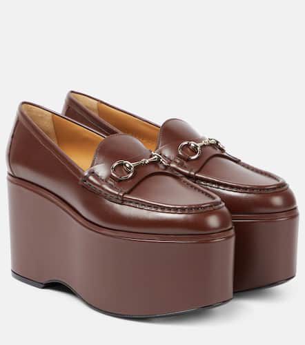 Horsebit leather platform loafers - Gucci - Modalova