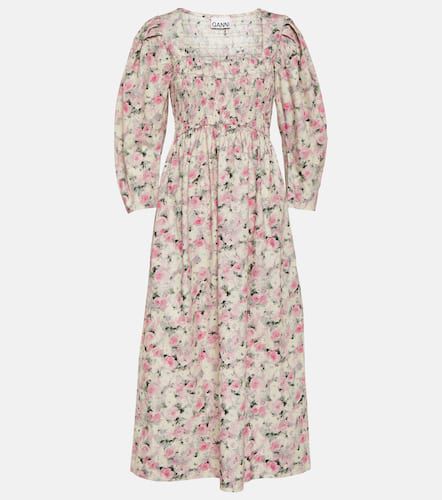 Vestido midi de algodón floral - Ganni - Modalova
