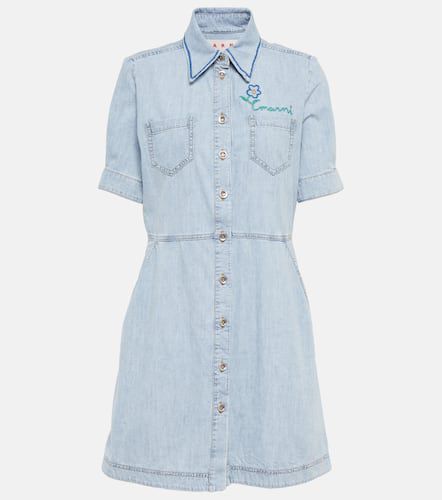 Embroidered cotton chambray shirt dress - Marni - Modalova