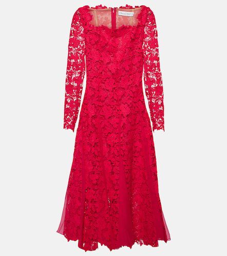 Floral guipure lace midi dress - Oscar de la Renta - Modalova