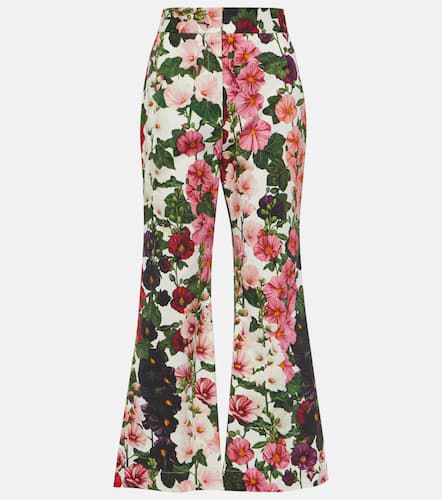 Floral cropped cotton-blend flared pants - Oscar de la Renta - Modalova