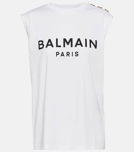 Tank top en jersey de algodón con logo - Balmain - Modalova