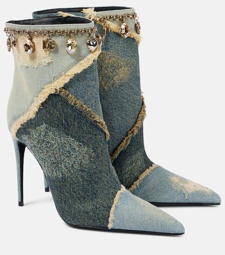 Botines de denim adornados - Dolce&Gabbana - Modalova