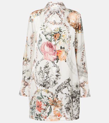 Floral silk satin shirt dress - Camilla - Modalova