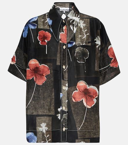 Floral-printed linen and silk shirt - Ganni - Modalova