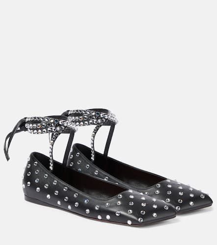 Ane embellished leather ballet flats - Amina Muaddi - Modalova