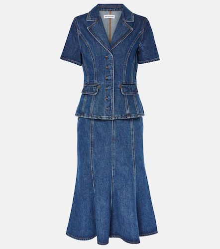 Flared denim midi dress - Self-Portrait - Modalova